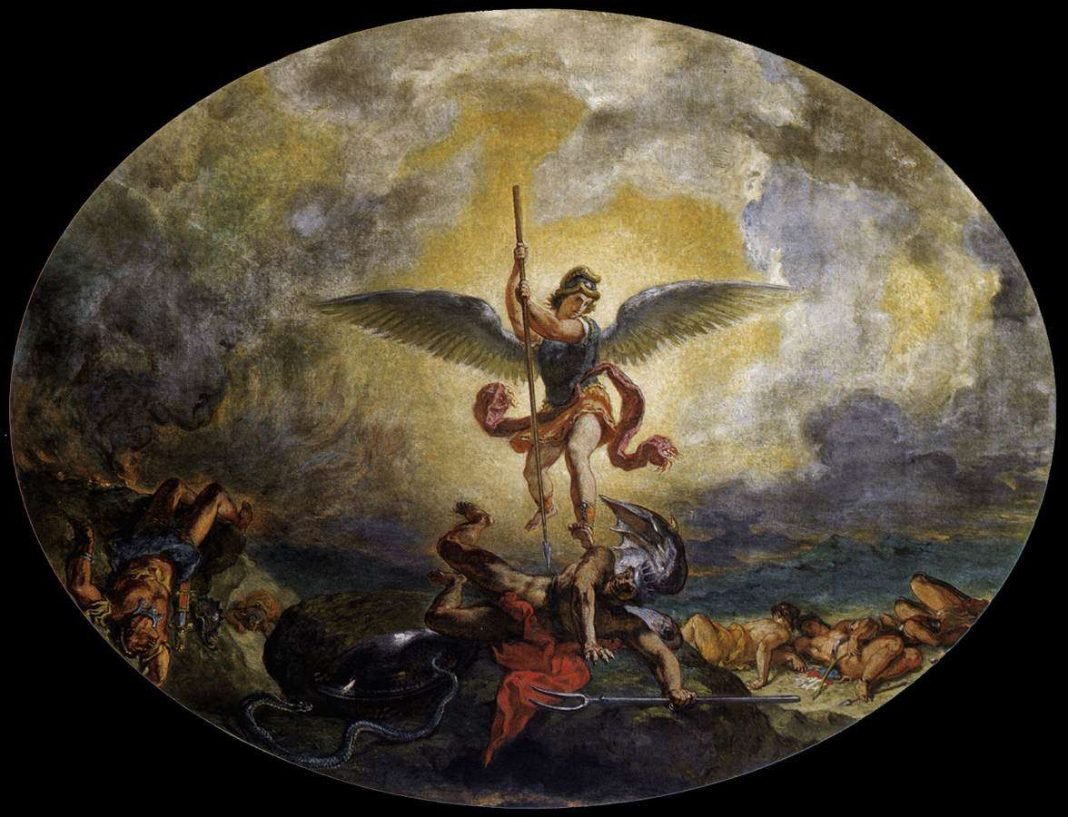 Eugène_Delacroix_-_St_Michael_defeats_the_Devil_-_WGA06220 The Mysterious origin of the Prayer to St. Micheal